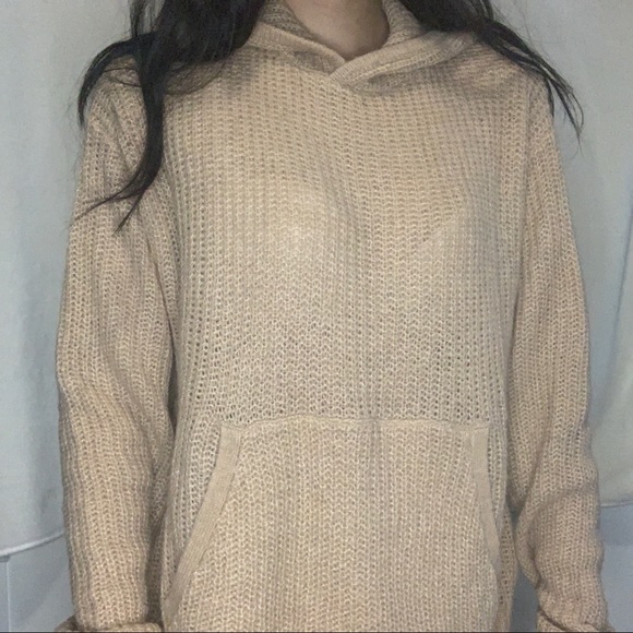 NWT H&M Beige Knit Pullover Hoodie - Picture 3 of 11